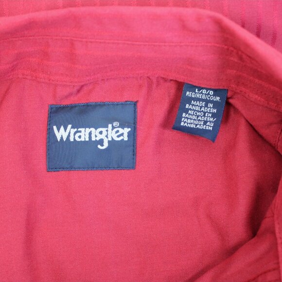 Wrangler Western Shirt Mens Size L Red Stripe Long Sleeve Pearl Snap Front - Picture 5 of 5